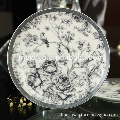 8 Inches Elegant New Bone China Porcelain Side Plate set of Nocturne